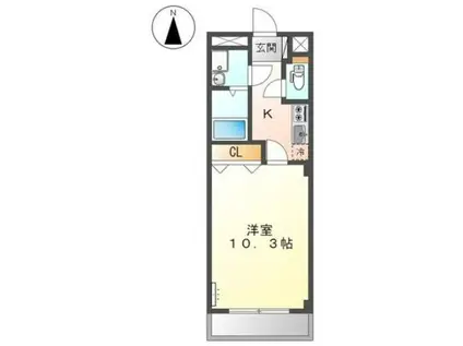 パームヒルズ大城(1K/1階)の間取り写真