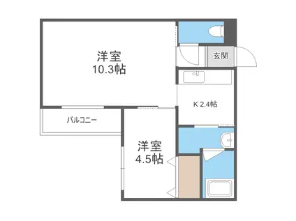 ドゥーナ札幌(1LDK/2階)の間取り写真
