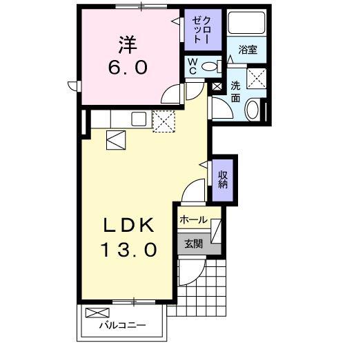 サザンコート B(1LDK/1階)の間取り写真