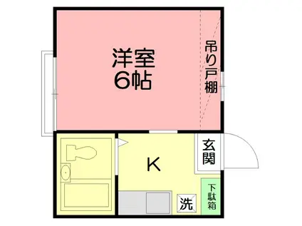 プレステージ下倉田II(ワンルーム/1階)の間取り写真