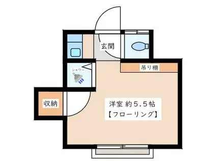 水巻コーポ(ワンルーム/2階)の間取り写真