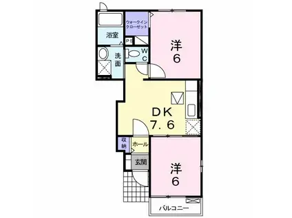 スワンコリーヌ(2DK/1階)の間取り写真