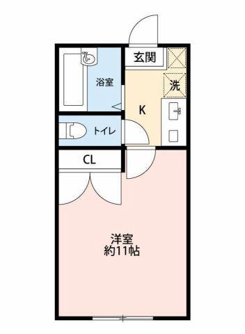 ガーデン焼津(1K/3階)の間取り写真