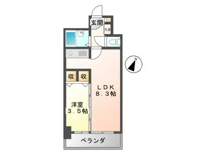 XーOVER21覚王山(1LDK/4階)の間取り写真