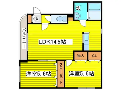 アバンデント17(2LDK/3階)の間取り写真