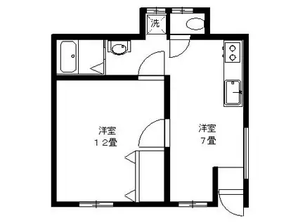 東急池上線 千鳥町駅 徒歩5分 2階建 築59年(1DK/1階)の間取り写真