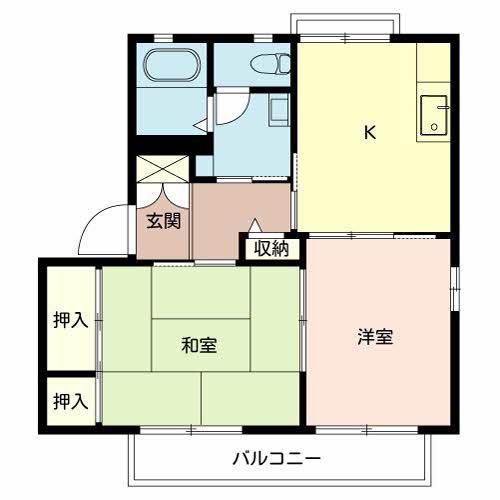 ハイツ ツェントリィシュ(2DK/2階)の間取り写真