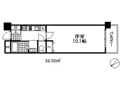 レジディア三宮東(1K/7階)の間取り写真