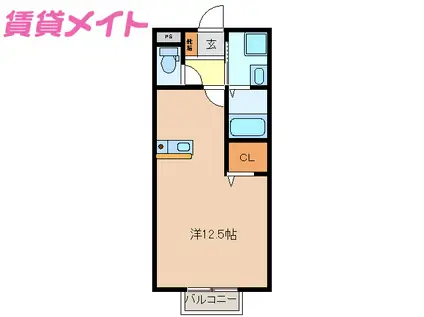 ガレッタ椋本(ワンルーム/2階)の間取り写真