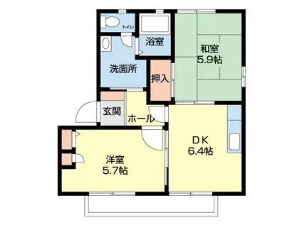 シャーメゾン小雑賀(2DK/2階)の間取り写真