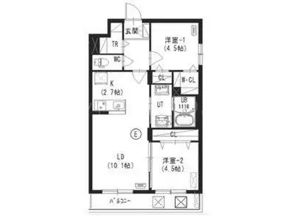 クレスト豊平公園(2LDK/2階)の間取り写真