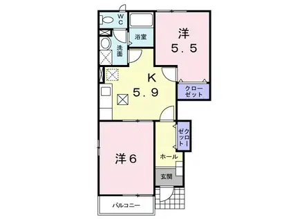 グリーンコート殿町B(2K/1階)の間取り写真