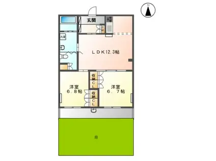スターガーデン新栄(2LDK/1階)の間取り写真