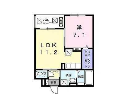 シャルマン唐橋南II(1LDK/2階)の間取り写真