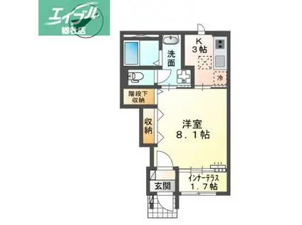 スターテラスII 福田町古新田(1K/1階)の間取り写真