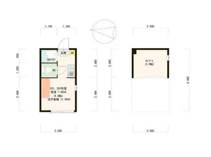 ハーモニーテラス下高井戸III(ワンルーム/2階)の間取り写真