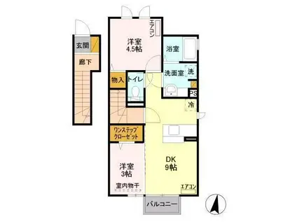 メゾン・ド・ティアラ(2DK/2階)の間取り写真