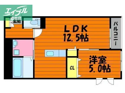 IRIS総社中央(1LDK/2階)の間取り写真