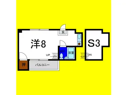 エスタシオン二軒屋(ワンルーム/3階)の間取り写真