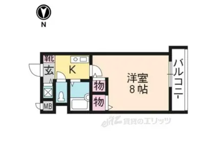 べレヴュー鴨川(1K/2階)の間取り写真