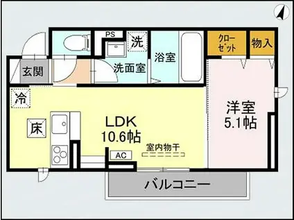 CLASSEUM幸西III(1LDK/3階)の間取り写真