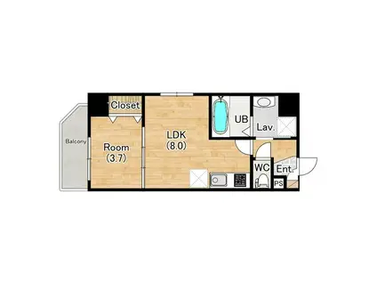 ジーグランデ九条(1LDK/7階)の間取り写真