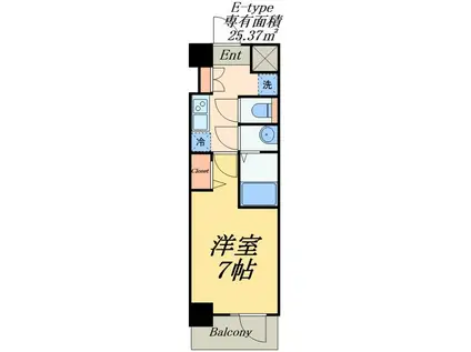 プレサンス ジェネ 浅草イースト(1K/6階)の間取り写真