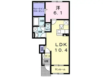 プルメリアII(1LDK/1階)の間取り写真
