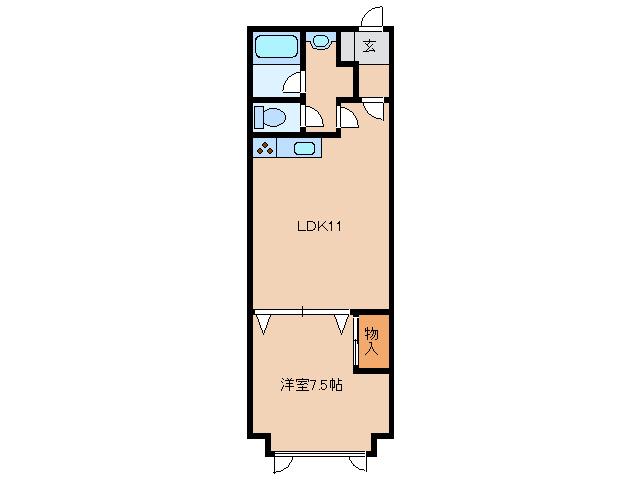 VILLA川原(1LDK/1階)の間取り写真