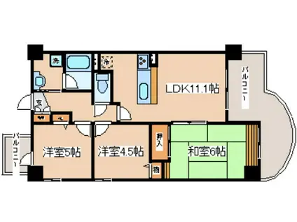 ベルレコルテ浜辺(3LDK/7階)の間取り写真