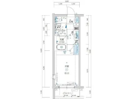 アルテシモ ブロス(1K/2階)の間取り写真