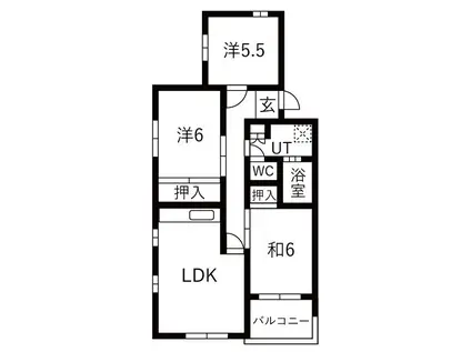コーポオリオン(3LDK/3階)の間取り写真
