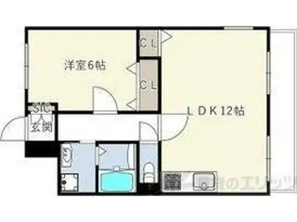 フローライト豊里II(1LDK/3階)の間取り写真