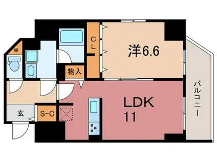 CALM KAWASAKI(1LDK/4階)の間取り写真