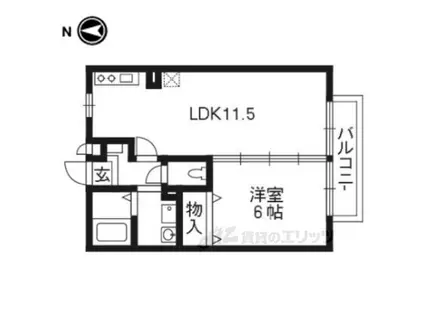 リバーサイド桂川(1LDK/1階)の間取り写真