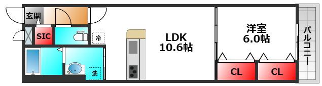 PRECIOUS HANA(1LDK/1階)の間取り写真