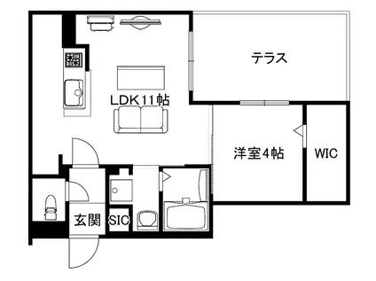 ブランシャールMH幌平橋(1LDK/1階)の間取り写真