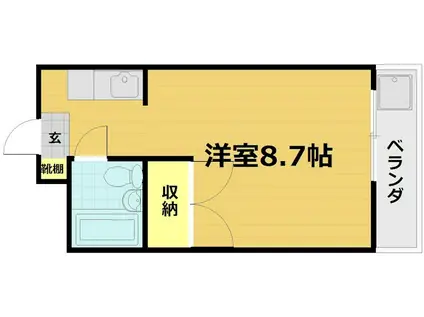 第35長栄クリーンハイツ山黄(1K/2階)の間取り写真