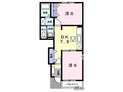 エレガンス・ヴィラIII(2DK/1階)の間取り写真