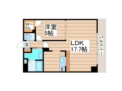ヴィアーレ勾当台I(1LDK/14階)の間取り写真