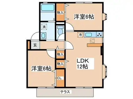 ラ・ベルメゾンIII(2LDK/1階)の間取り写真