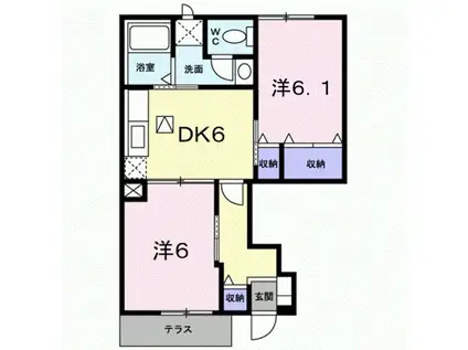 グラン ドゥ ティグレス(2DK/1階)の間取り写真