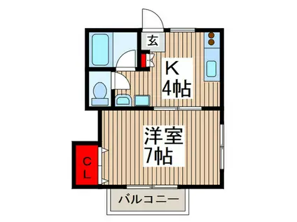 ドリームヴィレッジ(1K/1階)の間取り写真