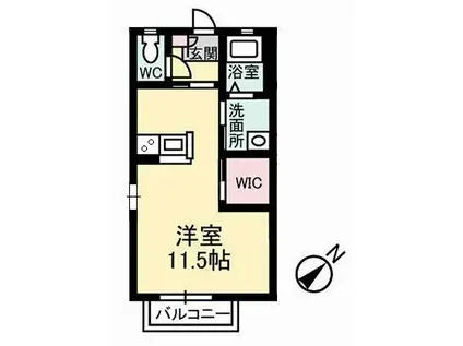 エストリオンII(ワンルーム/2階)の間取り写真