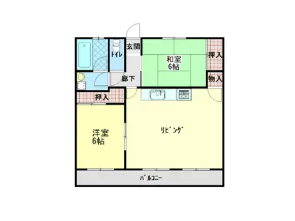 メイプルリーフ(2LDK/1階)の間取り写真