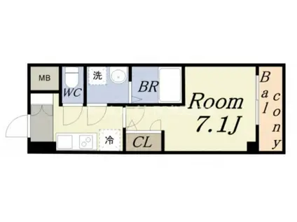 S-RESIDENCE大阪九条ノース(1K/9階)の間取り写真