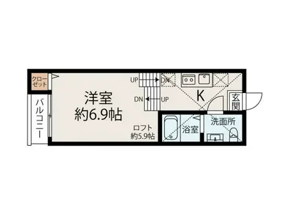 マザーユニックス(1K/2階)の間取り写真