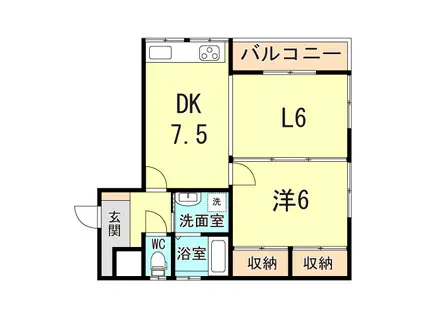 ダイヤハイツ板宿(1LDK/2階)の間取り写真