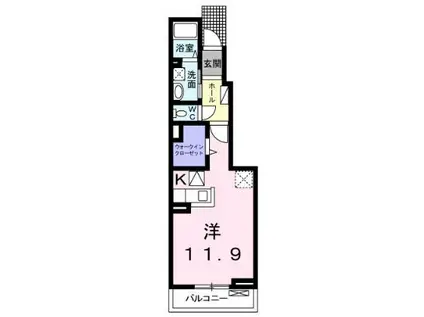 SALIENTE I(1K/1階)の間取り写真