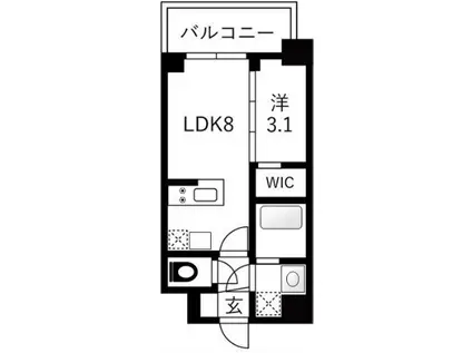 エスリードレジデンスザ・グラン大阪福島クラス(1LDK/13階)の間取り写真